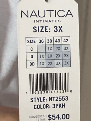 NÁUTICA 3PACK  NT2553 INTIMATE LOUNGE COMFORT BRAS SIZE 3XL RET.  $54 BEAUTIFUL