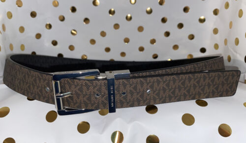 Michael Kors belt Reversible Black To Brown Mini Logo With Silver Buckle￼