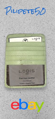 Lodis Light Green RFID Protection Card Case Window ID Genuine Leather Wallet