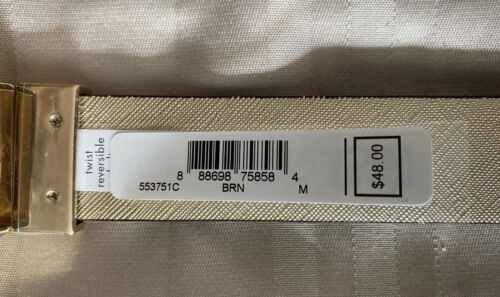 MICHAEL KORS BELT REVERSIBLE BROWN LOGO/METALLIC GOLD GOLD BUCKLE