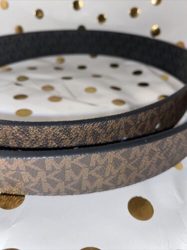 MICHAEL KORS BELT REVERSIBLE BLACK/BROWN MK LOGO SILVER BUCKLE