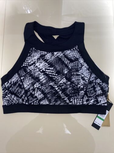 DKNY Donna Karan Printed Fitness Geometrical Design Sports Bra LARGE MSRP $48