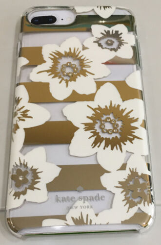 KATE SPADE PHONE CASE WHITE FLOWER GOLD ACCENTS RHINESTONE iPhone 8,7,6s,6 PLUS