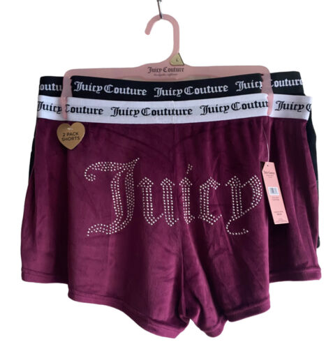 JUICY COUTURE Sleepwear, 2 Pair Velour Shorts, Size L~ Style JC1751~REAR FIND!