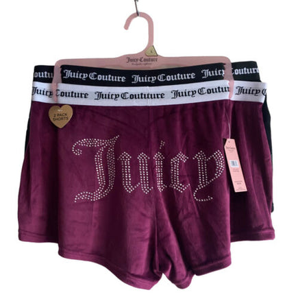 JUICY COUTURE Sleepwear, 2 Pair Velour Shorts, Size L~ Style JC1751~REAR FIND!