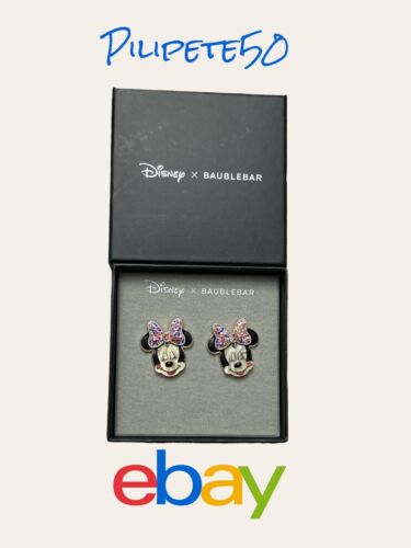 Disney X Baublebar Autumn Plaid Bow Minnie Mouse Sparkle Earrings 🆓📦