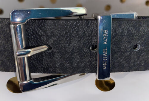 Michael Kors belt Reversible Black To Brown Mini Logo With Silver Buckle￼
