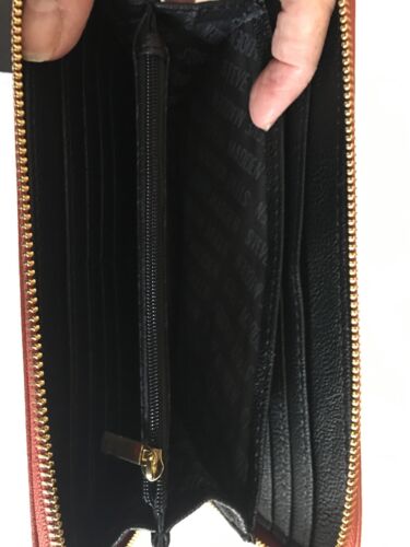 STEVE MADDEN WALLET WRISTLET PERSIMMON SMOOTH TEXTURED GOLD ZIPPER
