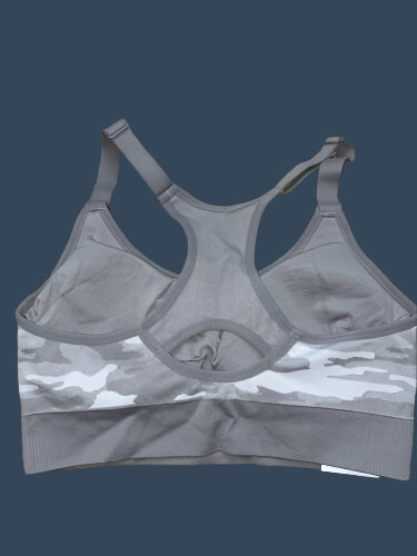 New Balance Medium Impact Sports Bra Style Gray Camouflage Size L NEW