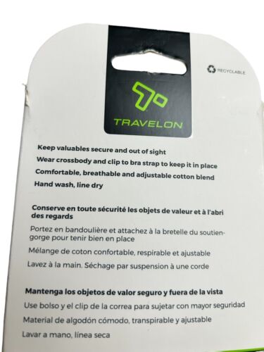 Travelon Ladies Undergarment Crossbody Pouch Cotton Blend Hide Valuables NEW