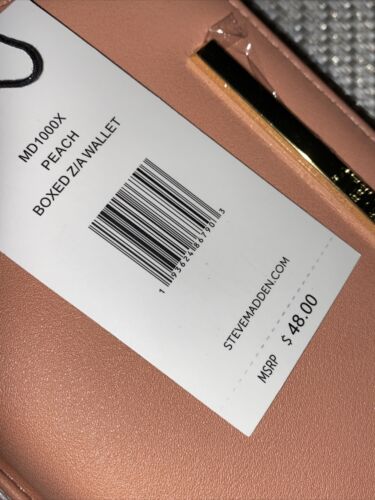 STEVE MADDEN WALLET WRISTLET PEACH SMOOTH TEXTURED BEAUTIFUL RETAIL $48