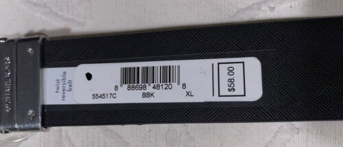 MICHAEL KORS BELT REVERSIBLE BLACK PRINTED MINI LOGO TO BLACK MK SILVER BUCKLE