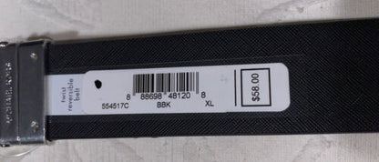 MICHAEL KORS BELT REVERSIBLE BLACK PRINTED MINI LOGO TO BLACK MK SILVER BUCKLE
