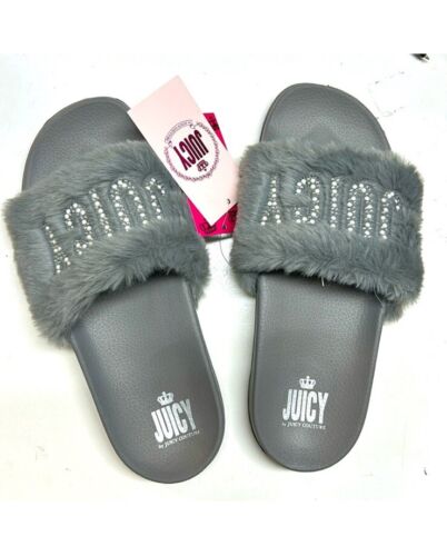 Juicy Couture Womens J-WRAPPED Faux Fur Slip-On Slide Slippers Shoes WP00649W