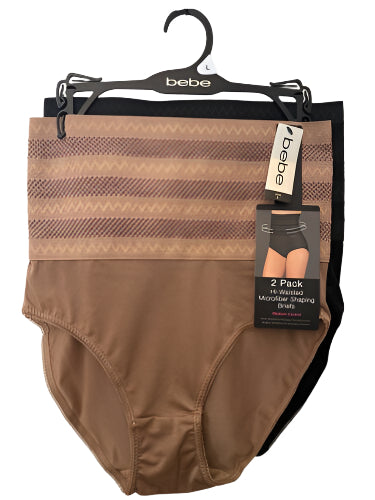 bebe Women’s 2 Pack High-Waisted Microfiber Shaping Briefs Tag Free NWT~