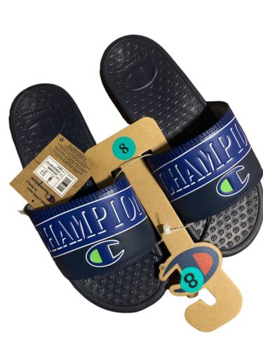 Champion Men's Super Slide Varsity Duo Sporty Slide Sandals Navy Size 8~ COMFORT