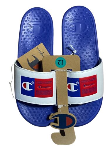 Men's Champion lpo Squish Slide Sandal- Superslide Jock Blue/White Strap Size 12