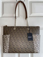 DKNY Gigi Tote Signature Logo Vanilla/Brown  Gold Hardware MSRP $178.00 ELEGANT