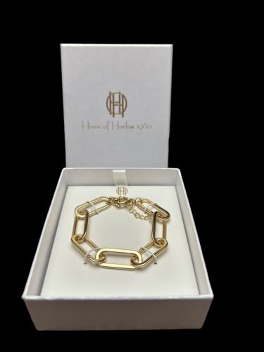 House of Harlow 1960 Paperclip Bracelet Gold NIB
