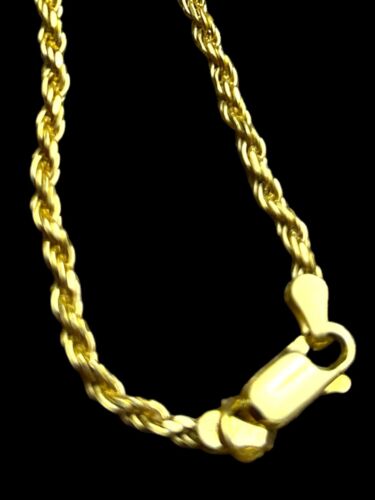 MATTEO 20" Italian Sterling Silver 925 Gold Plated Men Rope Chain~Lobster Clasp