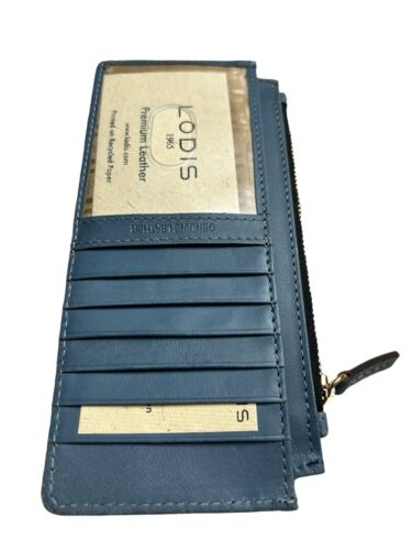Lodis Blue RFID Protection Card Case Window ID  Leather Wallet GREAT QUALITY!!