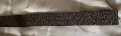 MICHAEL KORS BELT REVERSIBLE BROWN LOGO/METALLIC GOLD GOLD BUCKLE