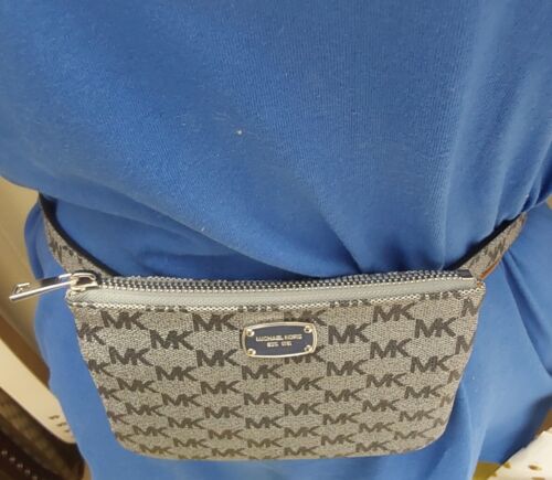 MICHAEL KORS FANNY PACK BELT BAG GRAY SILVER HARDWARE