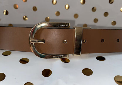MICHAEL KORS BELT REVERSIBLE LUGGAGE/WHITE WITH MK LOGO GOLD "C" BUCKLE