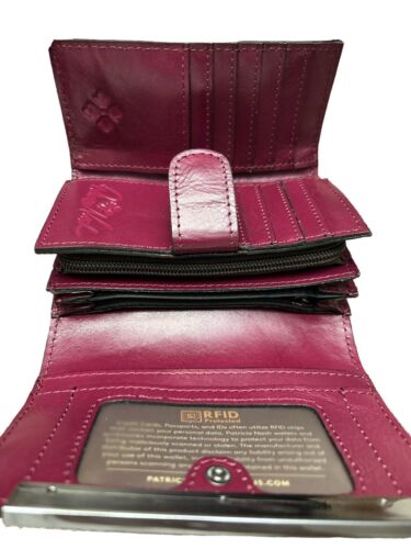 Patricia Nash Wallet Cametti Leather Tooled RFID trifold Magenta Purple