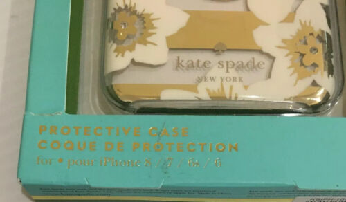 KATE SPADE PHONE CASE WHITE FLOWER GOLD ACCENTS RHINESTONE iPhone 8,7,6s,6