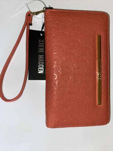 STEVE MADDEN WALLET WRISTLET STAMPED LOGO PAPAYA Zip Around STYLE!!!!