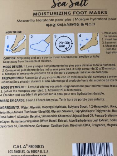 CALA Sea Salt Moisturizing Foot Masks, 3 count , Hydrating, Nourishing AMAZING