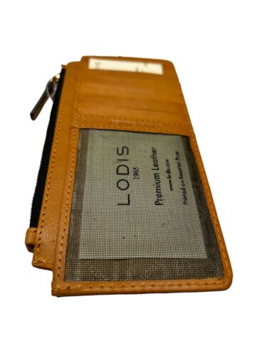 Lodis Brown RFID Protection Card Case Window ID  Leather Wallet GREAT QUALITY!!