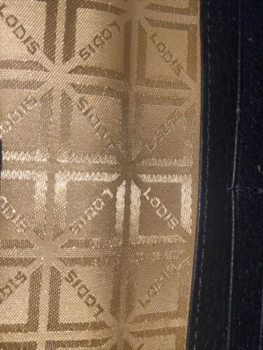 LODIS Black Kate Classic Pebbled Leather RFID Slim Large Flap Snap Wallet~UNIQUE