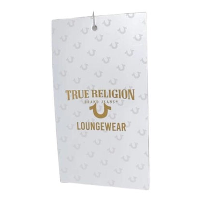 True Religion Gold Script Horseshoe Logo Black Loungewear Tee Shirt Large