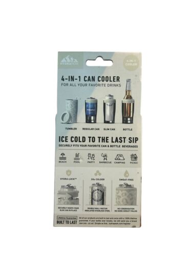 HydraPeak~4 In 1 Can Cooler~ Non Slip Rubber Base~Cream Leopard ~GREAT PURCHASE!