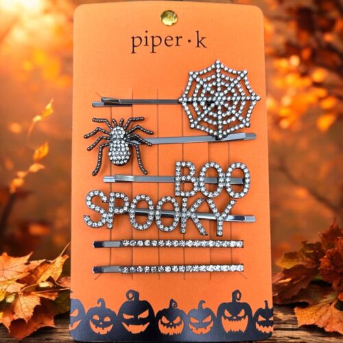 Piper K  Halloween Hair Accessories Boo, Spooky, Spider & Spider Web~Rhinestones