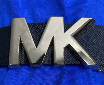 Michael Kors Belt Reversible Black to Luggage (Tan) Leather Gold MK Logo Buckle