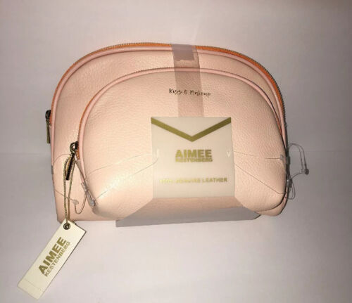 AIMEE KESTENBERG SET OF TWO COSMETIC BAGS~Genuine LEATHER ATHENA -Retail $98