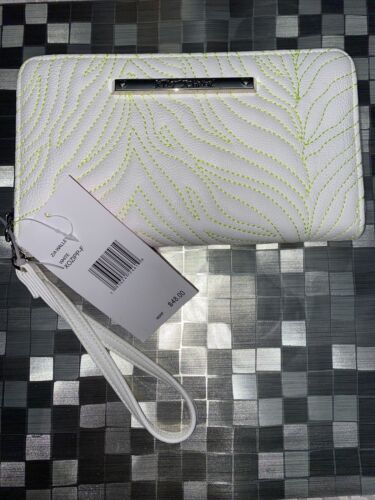 Betsey Johnson Zip Around Wallet/Wristlet Stitch Light Green Over White Color