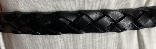 MICHAEL KORS BELT BLACK LEATHER WEAVE SUPER RARE MK LOGO BUCKLE SKINNY