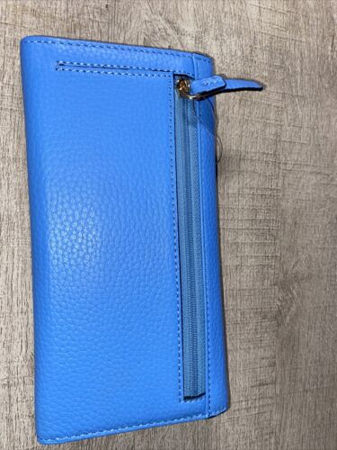 LODIS BLUE Kate Classic Pebbled Leather RFID Slim Large Flap Snap Wallet~UNIQUE