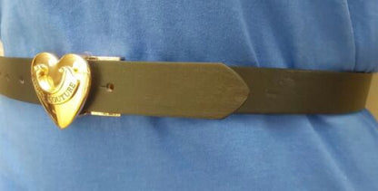 JUICY COUTURE BELT REVERSIBLE BLACK TO TAN WITH GOLD HEART BUCKLE BEAUTIFUL!!
