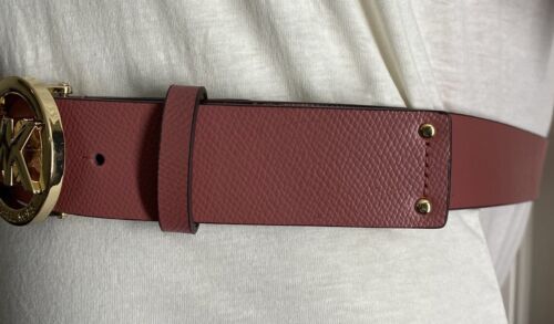 MICHAEL KORS BELT ROSE PINK WITH SILVER MK LOGO BUCKLE GENUINE LEATHER BEAUTY!!