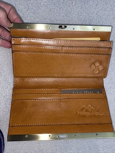 Patricia Nash Cauchy Tooled Genuine Leather Framed RFID Wallet Cognac NWT $119