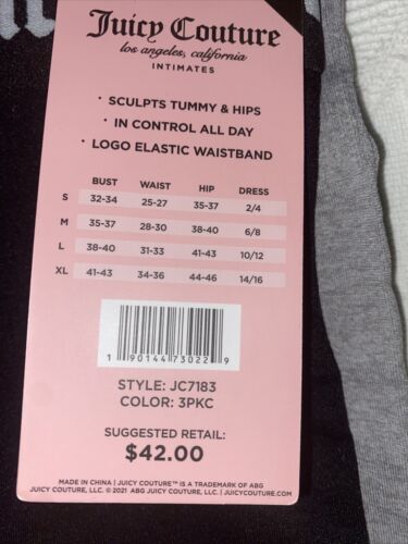 Juicy Couture 3Pack JC7183 Shorts Seamless Shaping Women’s Black & Gray~SIZE MED