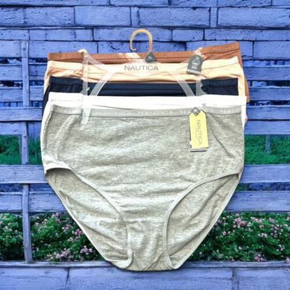 NAUTICA 5-pack~Organic Cotton Women Briefs Sz XL High-Rise Multicolor NT3771