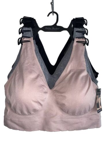 Delta Burke 3-Pack Seamless Bras Size 1X Soft Comfort Lounge Removable Pads