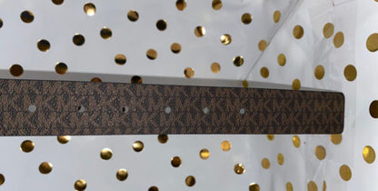 MICHAEL KORS BELT REVERSIBLE BLACK/BROWN MK LOGO SILVER BUCKLE