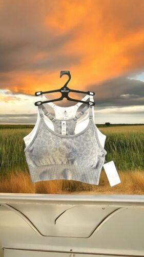 90 Degree By Reflex Seamless Noha Sports Bra~Gray & White ~Set of 2~Sze LARGE